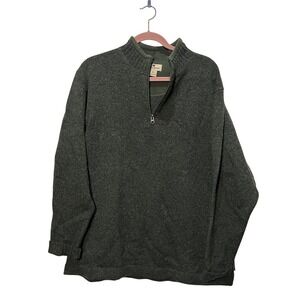 Woolrich Mens 1/4 Zip Pullover Sweater Olive Heather 100% Wool Large Fall Winter